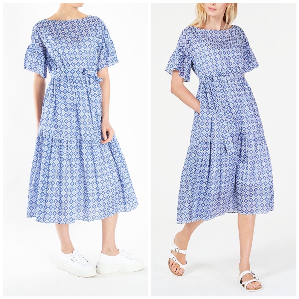 NEW Weekend Max Mara Adorno Cotton Midi Blue Dress